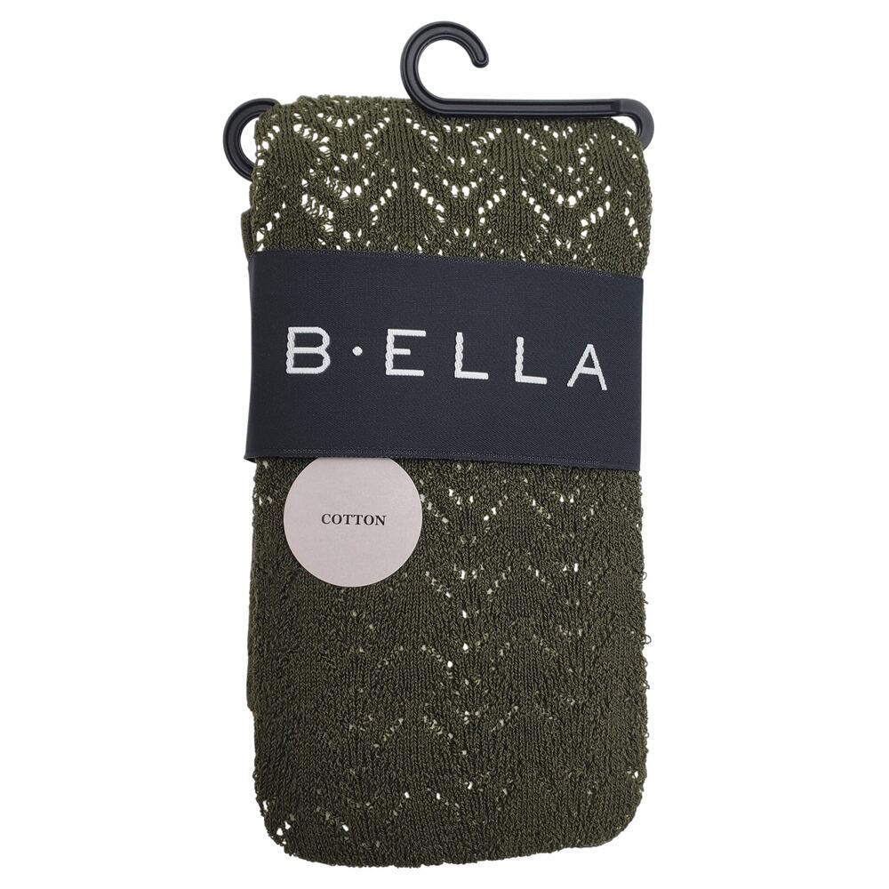 Luxury Cotton Crochet Tight Size Tall Olive Green B.ella‎ Codori Italian Hosiery